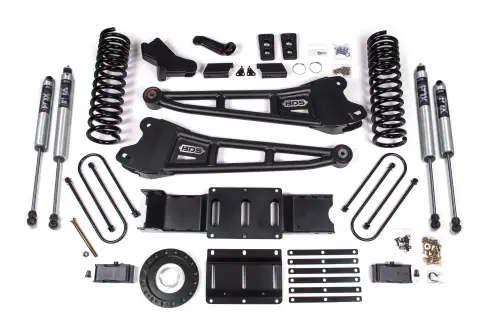 BDS Suspension - BDS1658FS | BDS Suspension 4 Inch Lift Kit With Radius Arm & 3 Inch Rear Block For Ram 3500 4WD (2019-2024) | Diesel | Rear Lift Without Factory Overload Leaf, 8 Bolt Indexing Ring, Fox 2.0 Performance Series Shocks