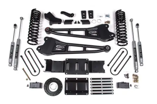 BDS Suspension - BDS1658H | BDS Suspension 4 Inch Lift Kit With Radius Arm & 3 Inch Rear Block For Ram 3500 4WD (2019-2024) | Diesel | Rear Lift Without Factory Overload Leaf, 8 Bolt Indexing Ring, NX2 Nitro Series Shocks