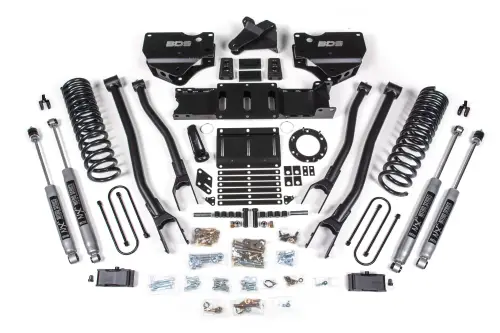 BDS Suspension - BDS1666H | BDS Suspension 4 Inch Lift Kit With 4 Link For Dodge Ram 3500 4WD (2019-2024) | Diesel | Rear Lift Without Factory Overload Leaf, 6 Bolt Indexing Ring, NX2 Nitro Series Shocks