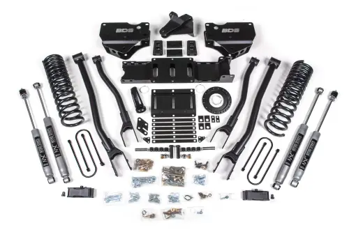 BDS Suspension - BDS1673H | BDS Suspension 4 Inch Lift Kit With 4 Link For Dodge Ram 3500 4WD (2019-2024) | Diesel | Rear Lift With Factory Overload Leaf, 8 Bolt Indexing Ring, NX2 Nitro Series Shocks