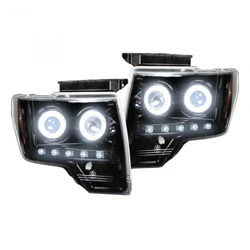 Recon Truck Accessories - REC264190BKCC | Recon Projector Headlights CCFL Halos & DRL Smoked/Black (2009-2014 F150, Raptor)