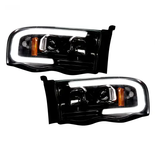 Recon Truck Accessories - REC264191BKC | Recon Projector Headlights OLED Halos & DRL in Smoked/Black (2002-2005 Ram 1500, 2500, 3500)