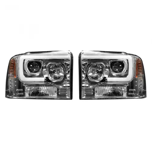 Recon Truck Accessories - 264193CLC | Recon Projector Headlights OLED Halos DRL Clear/Chrome (2005-2007 F250, F350 Super Duty)