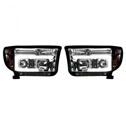 Recon Truck Accessories - 264194CLC | Recon Projector Headlights OLED Halos DRL Clear/Chrome (2007-2013 Tundra, Sequoia)