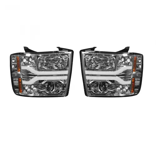 Recon Truck Accessories - 264195CLC | Recon Projector Headlights with OLED Halo & DRL in Clear/Chrome (2007-2013 Silverado 1500, 2500 HD, 3500, 2007-2014 Silverado 3500 DRW)