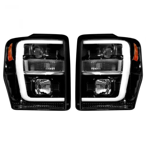 Recon Truck Accessories - REC264196BKC | Recon Projector Headlights OLED Halos DRL Smoked/Black (2008-2010 F250, F350 Super Duty)