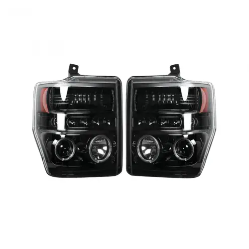 Recon Truck Accessories - 264196BKCC | Recon Projector Headlights CCFL Halos/DRL Smoked/Black (2008-2010 F250, F350 Super Duty)