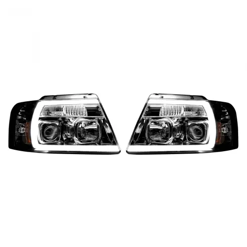 Recon Truck Accessories - 264198CLC | Recon Projector Headlights OLED Halos & DRL in Clear/Chrome (2004-2008 F150)