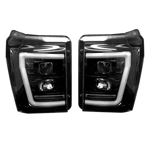 Recon Truck Accessories - 264272BKCS | Recon Projector Headlights OLED DRL LED Signals Smoked/Black (2011-2016 F250, F350 Super Duty)