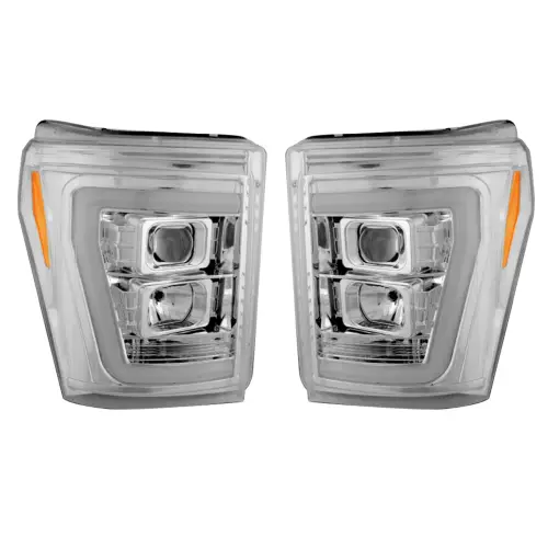 Recon Truck Accessories - REC264272CLC | Recon Projector Headlights OLED Halos & DRL Clear/Chrome (2011-2016 F250, F350 Super Duty)