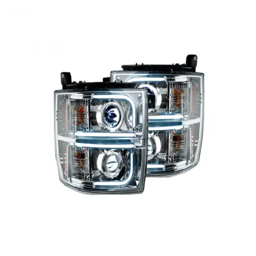 Recon Truck Accessories - REC264275CLC | Recon Projector Headlights OLED Halos DRL Clear/Chrome (2014-2015 Silverado 1500)