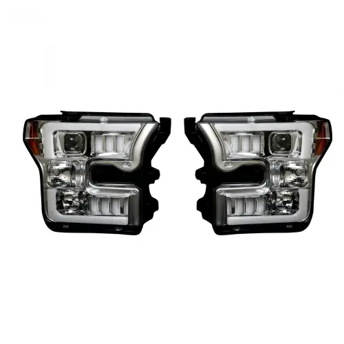 Recon Truck Accessories - 264290LEDCLC | Recon Projector Headlights OLED DRL in Clear/Chrome (2015-2017 F150 Replaces OEM Halogen Style Headlights Only)