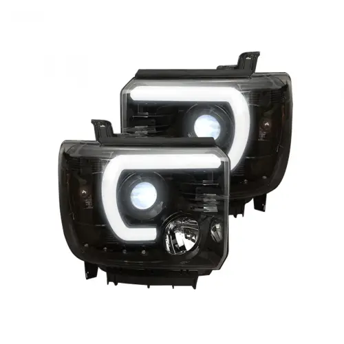 Recon Truck Accessories - 264295BKC | Recon Projector Headlights w Smooth OLED DRLs & Halos in Smoked/Black (2014-2018 Sierra 1500, 2014-2019 Sierra 2500 HD, 3500 SRW, 2015-2019 Sierra 3500 HD DRW)