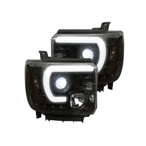 Recon Truck Accessories - REC264295BKCS | Recon Projector Headlights w OLED Amber DRLs & Scanning OLED Amber Turn Signals Smoked/Black (2014-2018 Sierra 1500, 2014-2019 Sierra 2500 HD, 3500 SRW, 2015-2019 Sierra 3500 HD DRW)