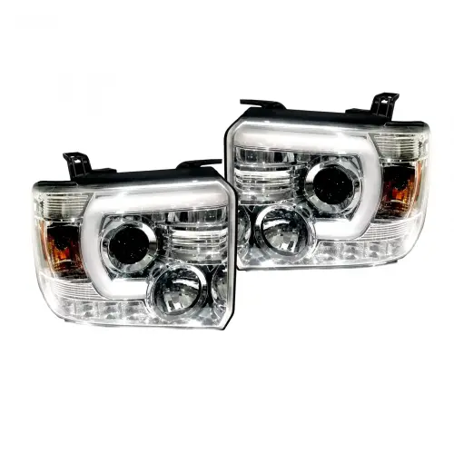 Recon Truck Accessories - 264295CLC | Recon Projector Headlights w Smooth OLED DRLs & Halos in Clear/Chrome (2014-2018 Sierra 1500, 2014-2019 Sierra 2500 HD, 3500 SRW, 2015-2019 Sierra 3500 HD DRW)