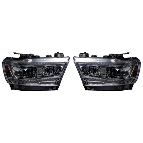 Recon Truck Accessories - REC264376LEDCLCS | Recon LED Hi & Low Beam Recon Projector Headlights OLED DRL & Scanning Switchback LED Signals Clear/Chrome (2019-2023 Ram 1500 New Body StyleReplaces OEM halogen headlights ONLY)