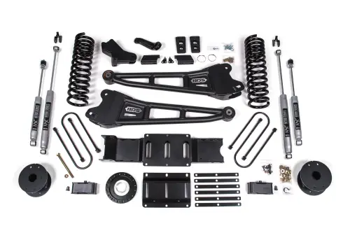 BDS Suspension - BDS1719H | BDS Suspension 4 Inch Lift Kit With Radius Arm For Ram 3500 4WD (2019-2024) With Rear Air Ride | Diesel | NX2 Nitro Series Shocks, 8 Bolt Indexing Ring