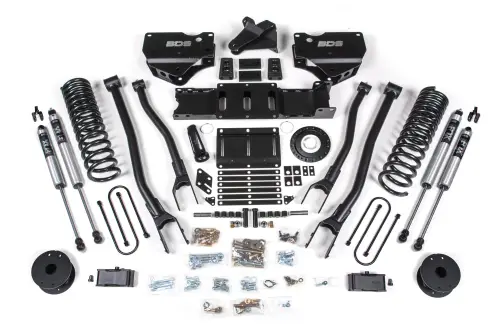 BDS Suspension - BDS1721FS | BDS Suspension 4 Inch Lift Kit With 4 Link For Ram 3500 4WD With Rear Air Ride (2019-2024) Diesel | Fox 2.0 Performance Series Shocks, 8 Bolt Indexing Ring