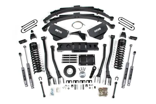 BDS Suspension - BDS1790H | BDS Suspension 8 Inch Lift Kit With 4 Link For Ram 3500 4WD Diesel (2013-2018) | Rear Lift Leaf Springs, 8 Bolt Indexing Ring, NX2 Nitro Series Shocks