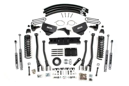 BDS Suspension - BDS1791H | BDS Suspension 8 Inch Lift Kit With 4 Link For Ram 3500 4WD Diesel (2013-2018) | Rear Lift 5 Inch Block Kit & Add A Leaf, 8 Bolt Indexing Ring, NX2 Nitro Series Shocks