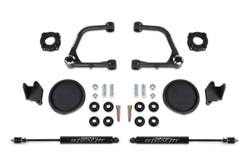 Fabtech Motorsports - FTSK7086M | Fabtech 3 Inch UCA Kit With UniballS and Front Shock Spacers and Rear Coil Spacers and Rear Stealth Shocks (2022-2024 Tundra 4WD)