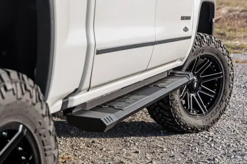 Rough Country - SRB071777A | Rough Country HD2 Aluminum Running Boards (2007-2018 Silverado, Sierra 1500 2WD/4WD | 2007-2019 Silverado, Sierra 2500 HD, 3500 HD 2WD/4WD | Ext Cab)