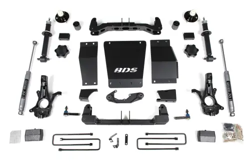 BDS Suspension - BDS712H | BDS Suspension 4 Inch Lift Kit Chevrolet Silverado / GMC Sierra 1500 4WD (2014-2018) | Factory Cast Steel Control Arm, Rear Block Lift, Rear NX2 Nitro Series Shocks