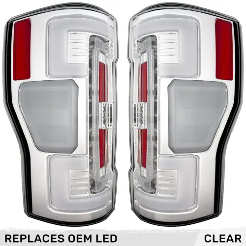 Recon Truck Accessories - 264299LEDCL | Recon (Replaces OEM LED) Tail Lights OLED in Clear (2017-2019 F250, F350 Super Duty)