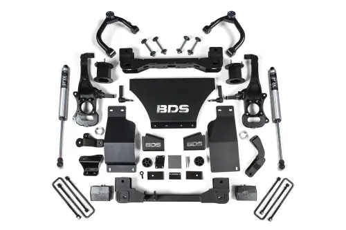 BDS Suspension - BDS1800FS | BDS Suspension 4 Inch Lift Kit For Chevrolet Silverado / GMC Sierra 1500 4WD Gas (2019-2024) | Front Shock Strut Spacer, Rear Fox 2.0 Performance Series Shock