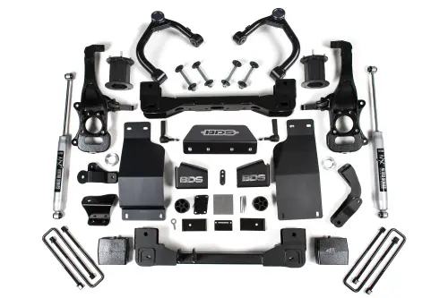 BDS Suspension - BDS1803H | BDS Suspension 6 Inch Lift Kit For Chevrolet Silverado / GMC Sierra 1500 4WD Diesel (2019-2024) | Front Shock Strut Spacer And Rear NX2 Nitro Series Shock