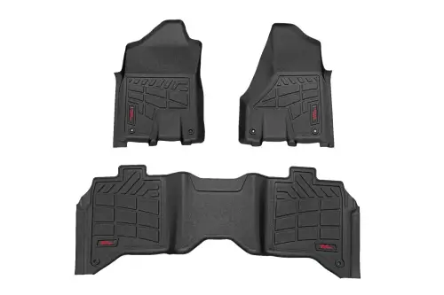 Rough Country - SM31430 | Rough Country Sure Fit Floor Mats For Crew Cab Ram 2500 / 3500 2WD/4WD (2019-2024) | Front & Rear, Front Row Bucket Seats