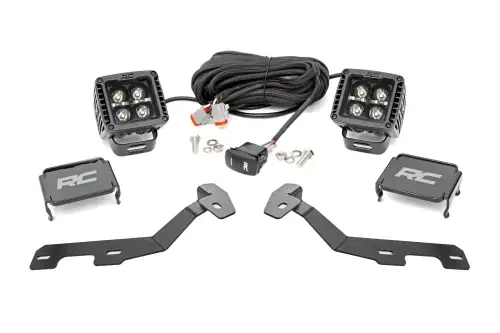 Rough Country - 82289 | Rough Country LED Ditch Light Kit For Ram 1500 (1999-2025) | Black Series, Amber DRL