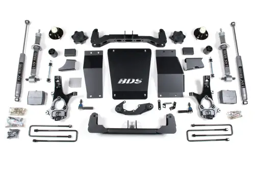 BDS Suspension - BDS710H | BDS Suspension 6 Inch Lift Kit For Chevrolet Silverado / GMC Sierra 1500 4WD (2014-2018) | Factory Control Arm Is Cast Steel, Rear Block Kit Lift, Rear NX2 Nitro Series Shock