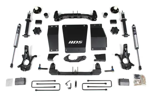 BDS Suspension - BDS713FS | BDS Suspension 4 Inch Lift Kit For Chevrolet Silverado / GMC Sierra 1500 4WD (2014-2018) | Factory Control Arm Is Aluminum/Stamped Steel, Rear Block Kit Lift, Rear Fox 2.0 Performance Series Shocks