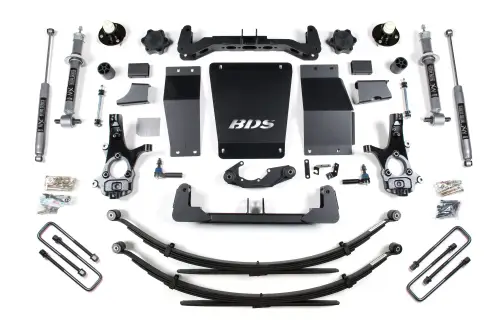 BDS Suspension - BDS717H | BDS Suspension 6 Inch Lift Kit For Chevrolet Silverado / GMC Sierra 1500 4WD (2014-2018) | Factory Control Arm Is Cast Steel, Rear Leaf Spring Lift, Rear NX2 Nitro Series Shocks