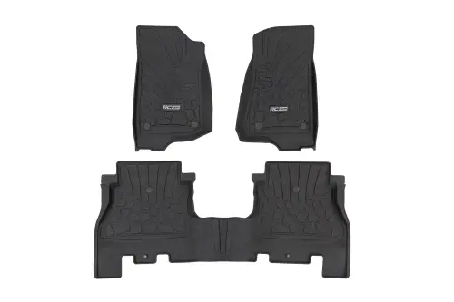 Rough Country - FF-60112 | Rough Country Flex-Fit Floor Mats For Jeep Wrangler Unlimited 4 Door 4WD (2018-2024) | Front & Rear