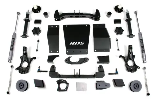 BDS Suspension - BDS733H | BDS Suspension 4 Inch Lift Kit For Chevrolet Suburban/Tahoe / GMC Yukon/Yukon XL 1500 4WD (2015-2019) | Factory Control Arm Cast Steel, Rear NX2 Nitro Series Shocks