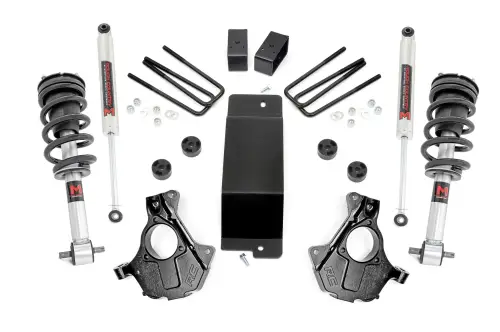 Rough Country - 11940 | Rough Country 3.5 Inch Lift Kit With Rear Lift Blocks For Chevrolet Silverado / GMC Sierra 1500 | 2007-2013 | Front M1 Struts, Rear M1 Shocks