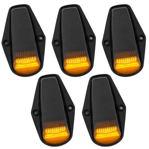 Recon Truck Accessories - 264100BK | Recon 5 Piece Cab Light Set LED Smoked Lens with Amber LEDs (1988-1998 F250, F350 | 1984-1996 F150)