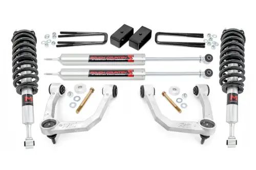 Rough Country - 74240 | Rough Country 3.5 Inch Lift Kit With Upper Control Arms For Toyota Tacoma 4WD (2005-2023) | Aluminum Finish, Front M1 Struts, Rear M1 Shocks