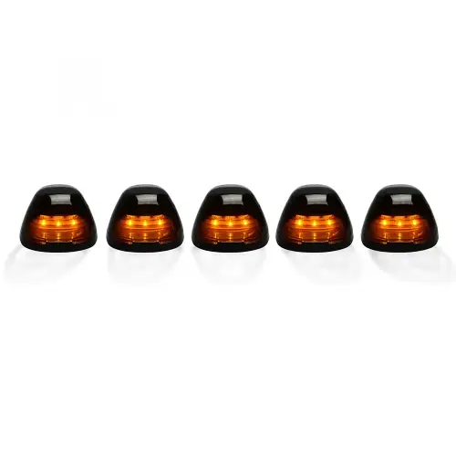 Recon Truck Accessories - 264143BK | Recon 5 Piece Cab Lights Smoked Lens Amber LEDs (1999-2016 F250, F350 Super Duty | DID NOT come with factory installed cab roof lights)