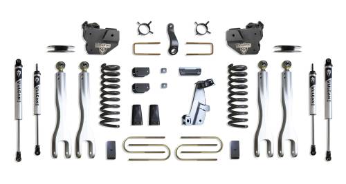 MaxTrac Suspension - K947341VLA | MaxTrac Suspension 4 Inch Lift Kit With 4 Links & Vulcan Shocks For Air Ride Ram 3500 4WD (2013-2018) | Diesel