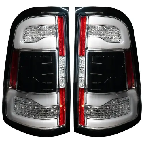 Recon Truck Accessories - 264338LEDCL | Recon (Replaces OEM LED) OLED Tail Lights Clear w/ Scanning Red Turn Signals (2019-2023 Ram 1500)