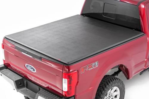 Rough Country - 41599650 | Rough Country Soft Tri-Fold Bed Cover | 6'10" Bed | Ford F-250/F-350 Super Duty (99-16)