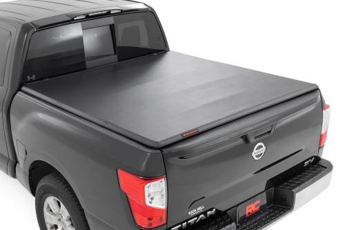 Rough Country - 41816550A | Rough Country Soft Tri-Fold Bed Cover | 5'7" Bed | Nissan Titan 2WD/4WD (2017-2024)