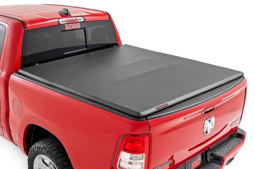 Rough Country - 41309650 | Rough Country Soft Tri-Fold Bed Cover | 6'4" Bed | Ram 1500 (19-25) / 1500 TRX (21-24)