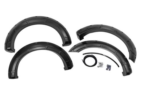 Rough Country - A-F20911A | Rough Country Defender Fender Flares For Ford F-150 2WD/4WD (2021-2024) | Flat Black