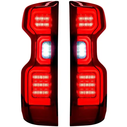 Recon Truck Accessories - 264397LEDRBK | Recon (Replaces OEM LED) Tail Lights OLED in Dark Red Smoked (2019-2023 Silverado 1500 | 2020-2023 Silverado 2500, 3500)