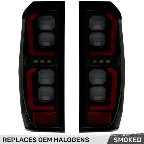 Recon Truck Accessories - 264398BK | Recon (Replaces OEM Halogen) Tail Lights OLED in Smoked (2019-2023 Sierra 1500 | 2020-2023 Sierra 2500, 3500)