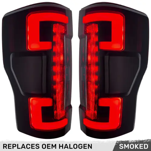 Recon Truck Accessories - 264399BK | Recon (Replaces OEM Halogen) Tail Lights OLED in Smoked (2020-2022 F250, F350 Super Duty)